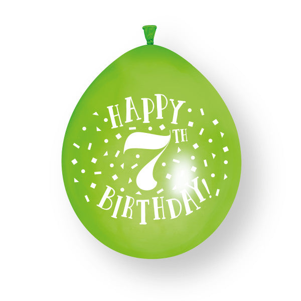 10 piezas Globos de látex Feliz 7º Cumpleaños 23cm