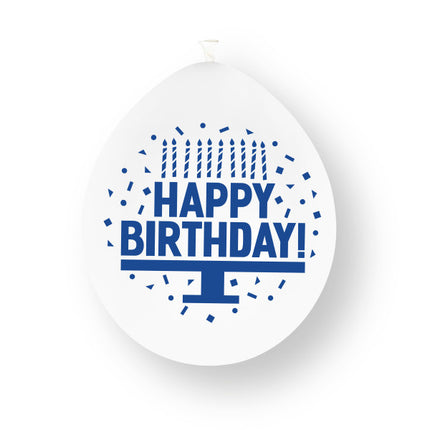 Globos de látex "Feliz Cumpleaños" azules surtidos, 23 cm 10 unidades