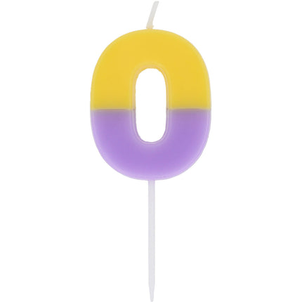 Vela 0 Año Amarillo Morado 9cm