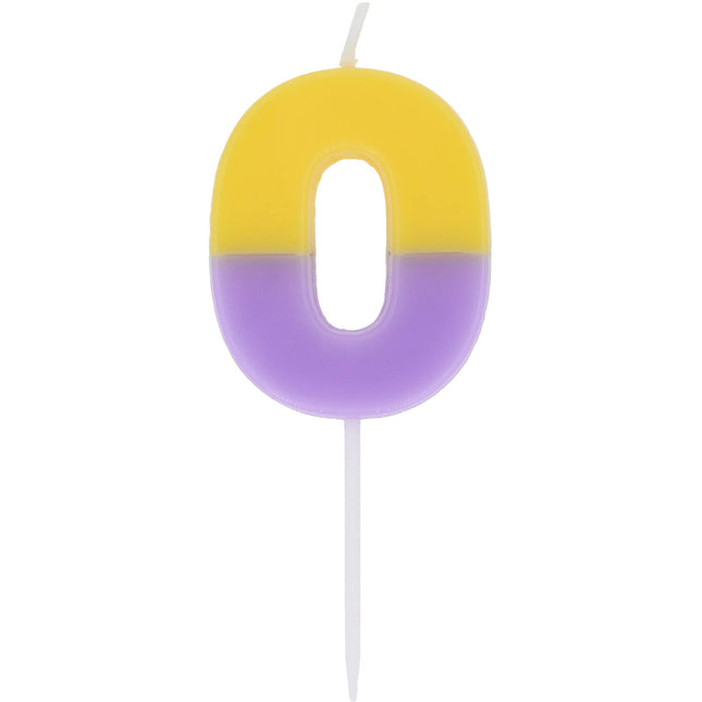 Vela 0 Año Amarillo Morado 9cm
