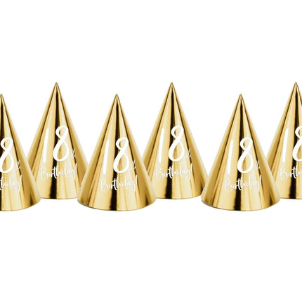 Feesthoedjes 18 Jaar 16cm 6st van Partydeco koop je bij Partywinkel