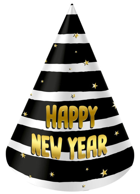 Feesthoedjes Happy New Year 10cm 6st van Folat koop je bij Partywinkel