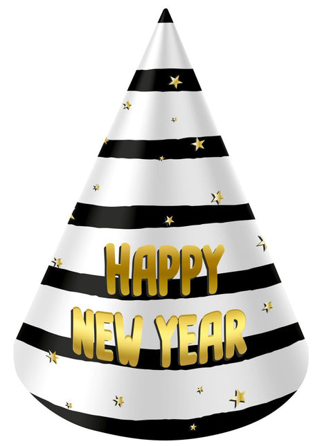 Feesthoedjes Happy New Year 10cm 6st van Folat koop je bij Partywinkel