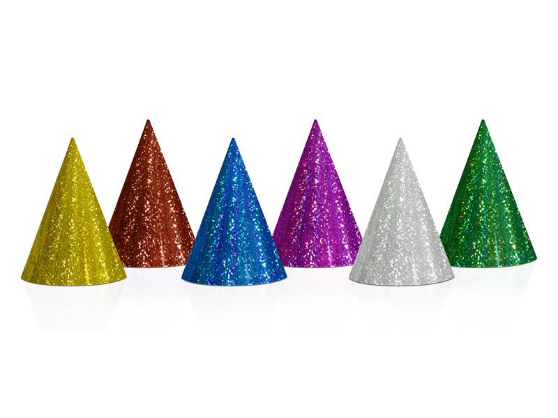 Feesthoedjes Holografisch Glitter 16cm 20st van Partydeco koop je bij Partywinkel