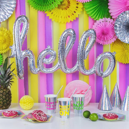 Feesthoedjes Holografisch Glitter 16cm 20st van Partydeco koop je bij Partywinkel