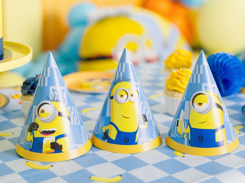 Feesthoedjes Minion Blauw Geel 16cm van Partydeco koop je bij Partywinkel