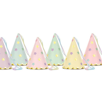 Feesthoedjes Sterren Meerkleurig 14,5cm 6st van Partydeco koop je bij Partywinkel