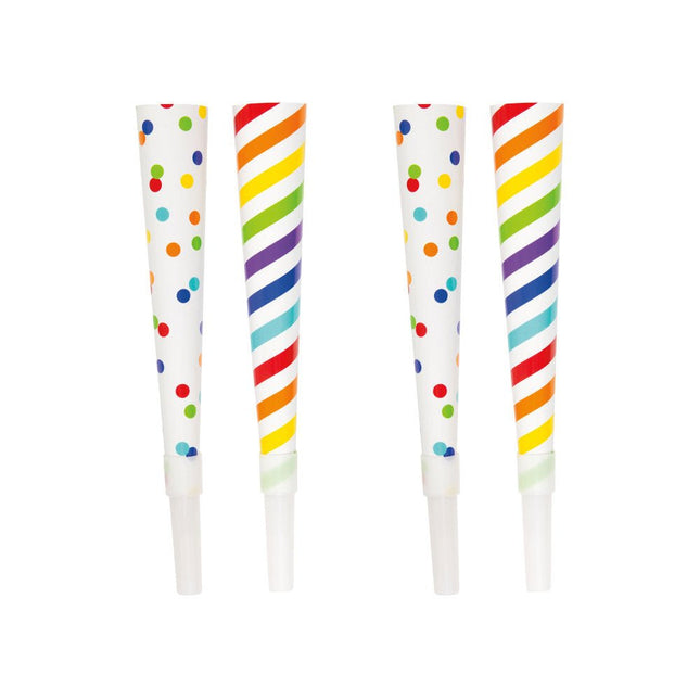 Feesttoeters Confetti Regenboog 19,7cm 6st van Unique koop je bij Partywinkel