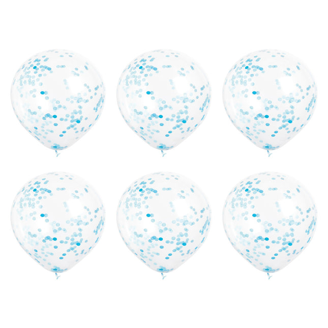 Globos Confeti Azul Claro 30cm 6pcs