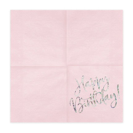 Servilletas Feliz Cumpleaños Rosa Claro 33cm 20pcs