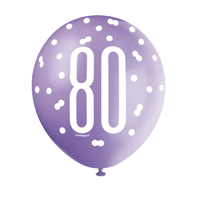Globos 80 Años Puntos 30cm 6pcs