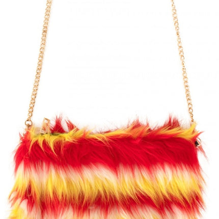 Bolso Peluche Largo Rojo Blanco Amarillo