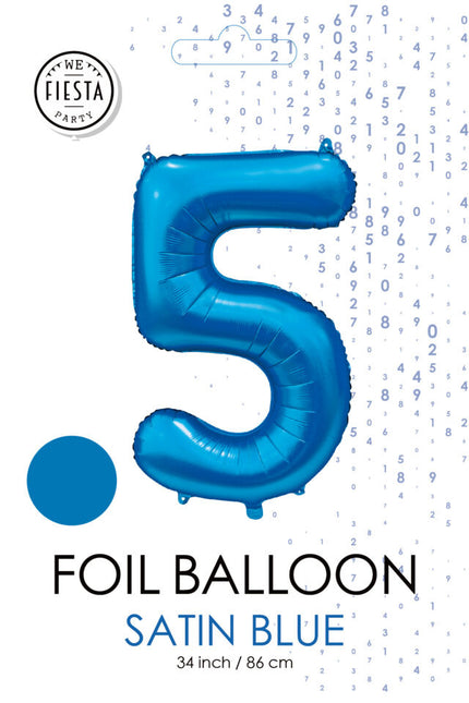 Globo Figura Azul 5 Años Brillo 86cm