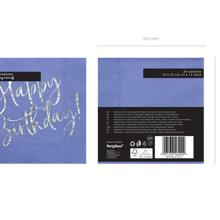 Servilletas Feliz Cumpleaños Azul 33cm 20pcs