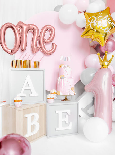Set Globos Letra Uno Oro Rosa Vacío 66cm