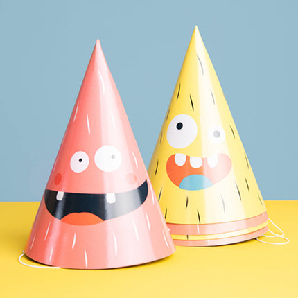 Monster Party Sombreros Papel Bash 6pcs