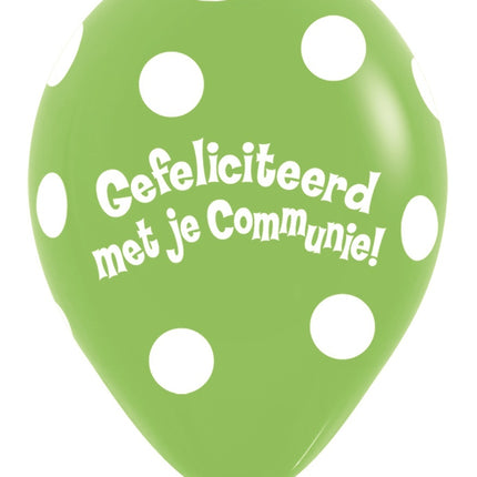 Globos Comunión Lunares Verde Lima 30cm 50pcs