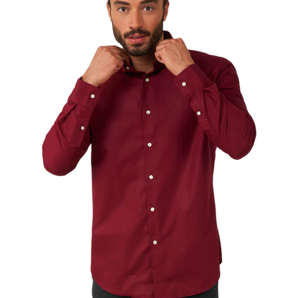 Camisa Roja Burdeos Hombre <tc>OppoSuits</tc>