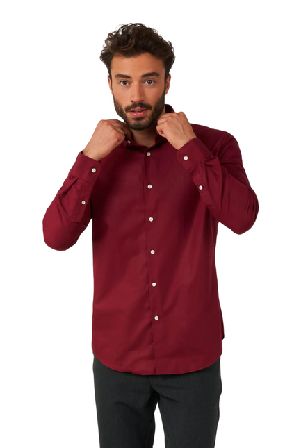 Camisa Roja Burdeos Hombre <tc>OppoSuits</tc>