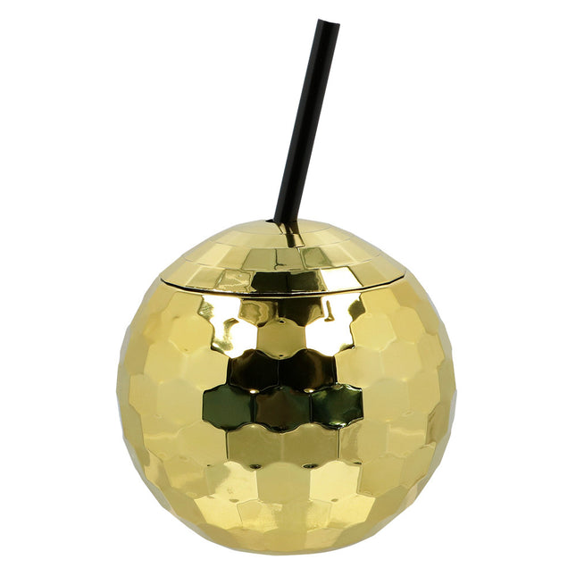 Disco Tazas Doradas Con Pajita