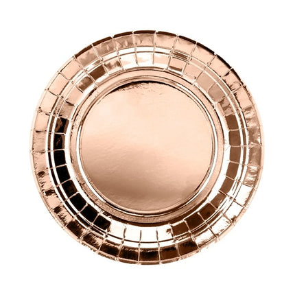 Platos Oro Rosa Cartón 18cm 6pcs