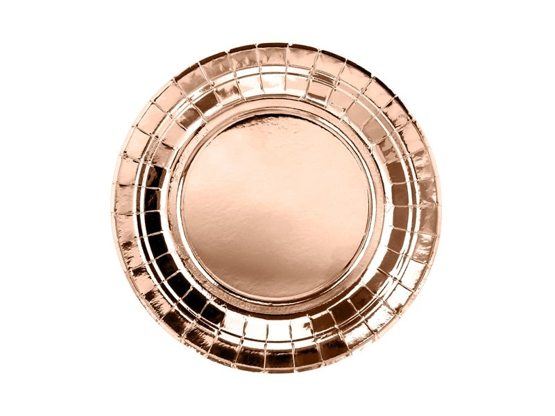 Platos Oro Rosa Cartón 18cm 6pcs