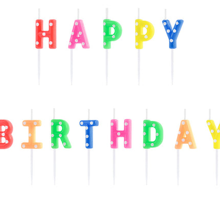 Velas Feliz Cumpleaños Coloreadas 2,5cm 13pcs