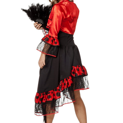 Traje Español Flamenco Rojo Negro