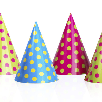 Sombreros de fiesta de colores Lunares 16cm 6pcs