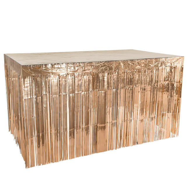 Falda de Mesa Oro Rosa Matálico 3m