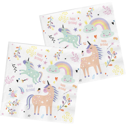 Servilletas Unicornio Arco Iris 33cm 20uds.