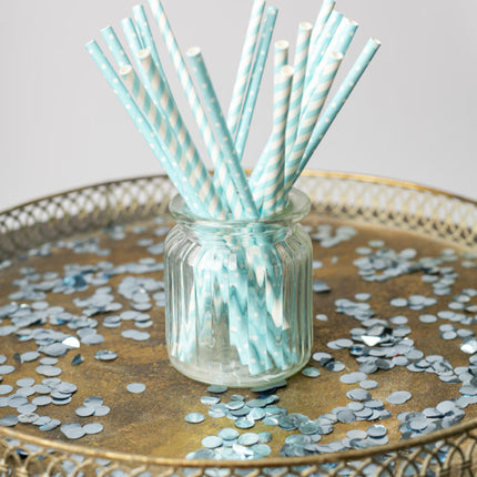 Pajitas de Papel Mezcla Azul Claro/Blanco 19,7cm 20pcs