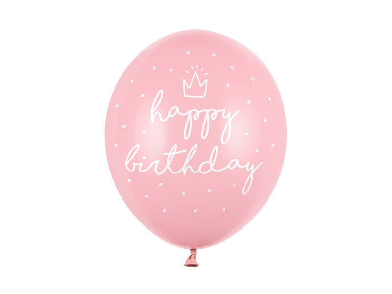 Globos Rosa Claro Feliz Cumpleaños 30cm 6pcs