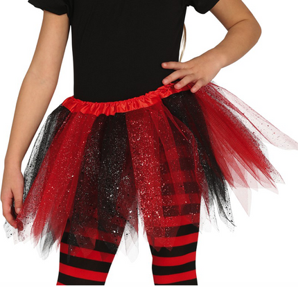 Tutú Purpurina Negro Rojo Niño 31cm