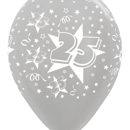 Globos Número 25 Plata 30cm 25uds