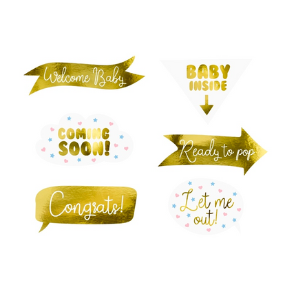 Atrezzo para fotos Baby Shower Gold 6pcs