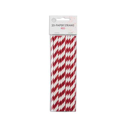 Pajitas de Papel Rayas Rojas 19.7cm 20pcs