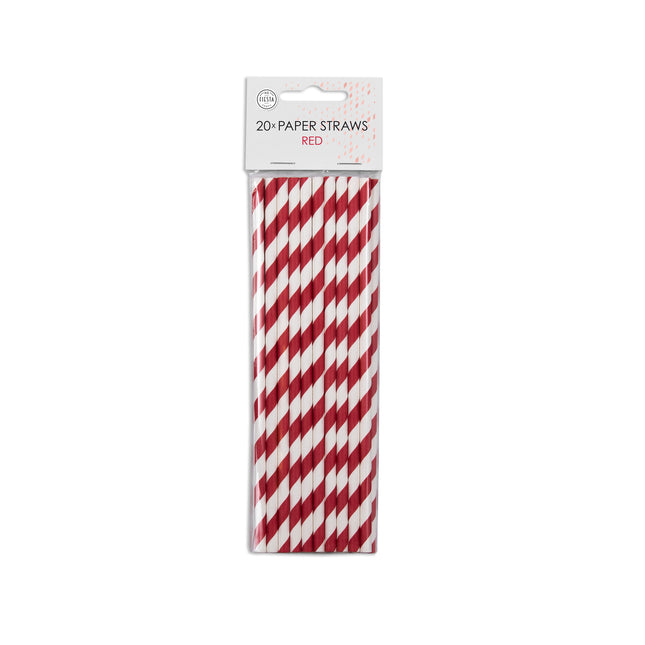 Pajitas de Papel Rayas Rojas 19.7cm 20pcs