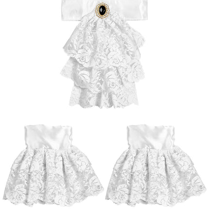 Conjunto Accesorios Blanco Jabot Con Manchs 2 piezas