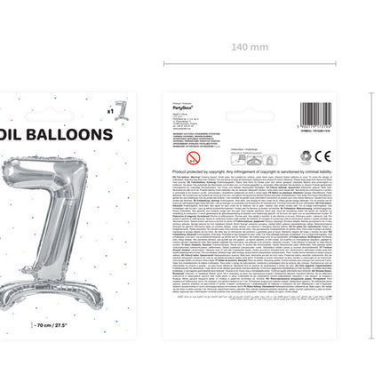 Globo Foil Figura 7 Plata Estándar Vacío 70cm