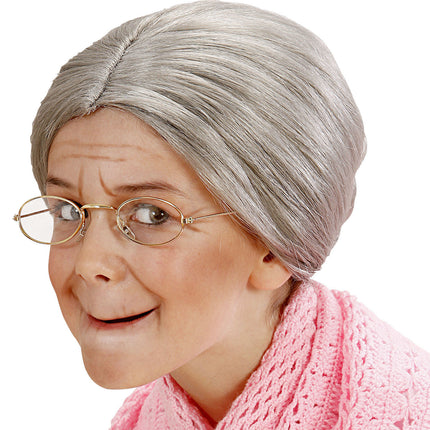 Peluca Gris Abuela Niña