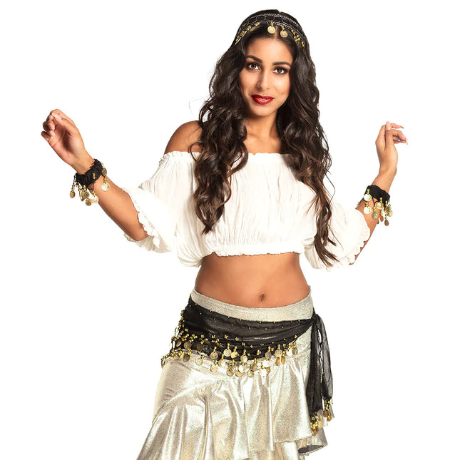 Juego de accesorios Bailarina del Vientre Negra 4 piezas