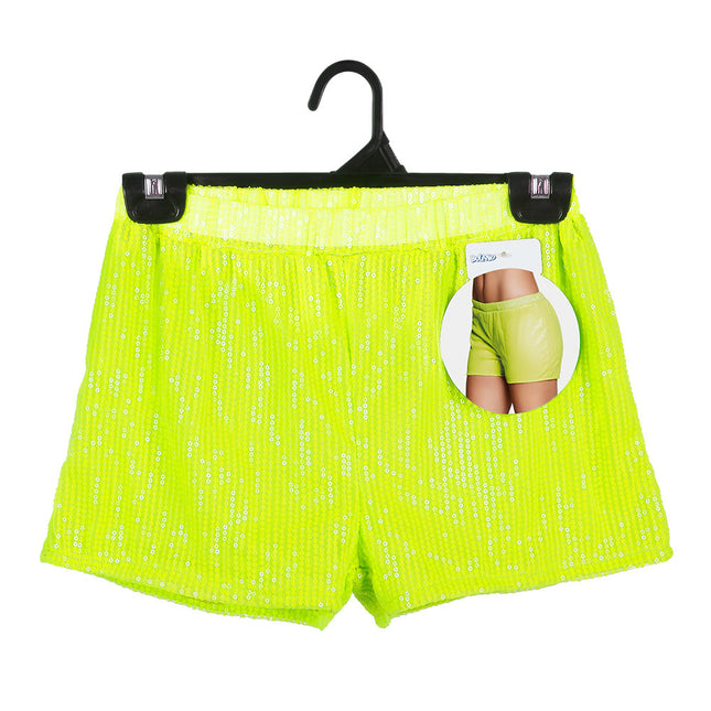 Pantalón Corto Lentejuelas Amarillo Neón M