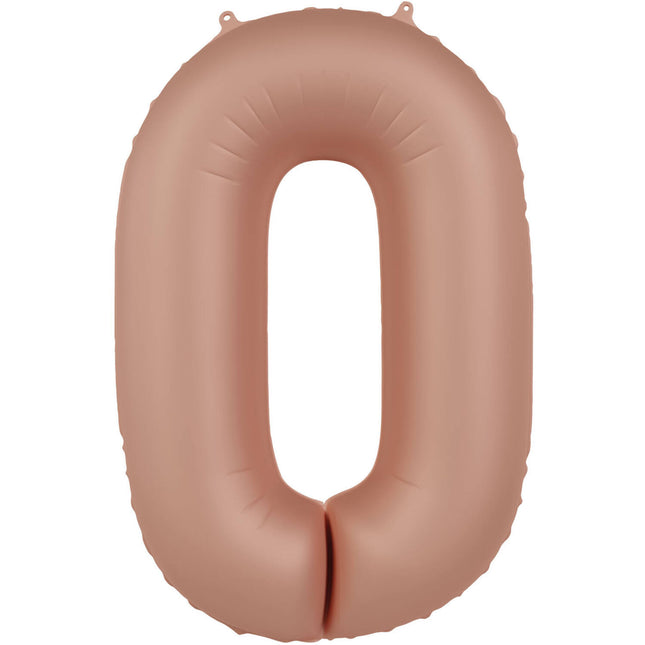 Globo Figura 0 Año Oro Rosa Mate 86cm