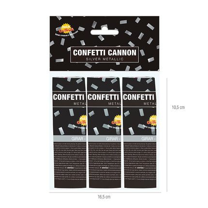Cañón Conffeti Plata 10,5cm 3pcs