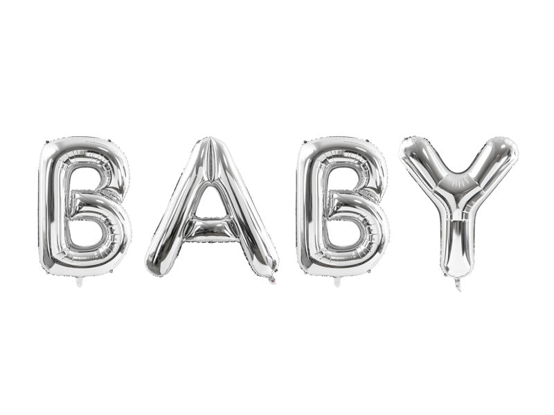 Set Globos Letra Bebé Plata Vacíos 2,62m