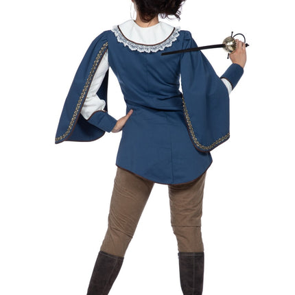 Disfraz de Mosquetero Marrón Azul Señoras