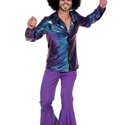 Blusa Disco Azul Morado Metalizado