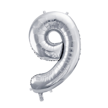 Globo Figura 9 Años Plata Vacío 72cm