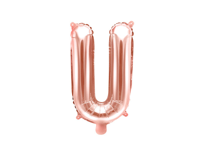 Globo Letra U Oro Rosa Vacío 35cm